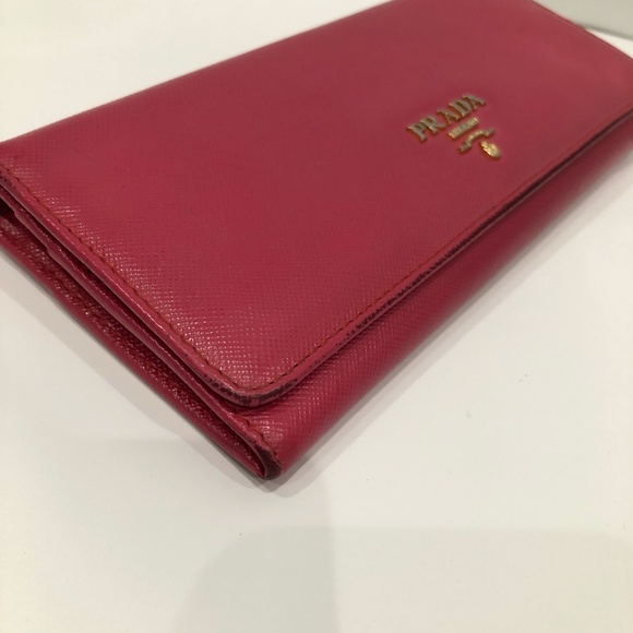 Prada Pink Flap Wallet Sku#84595 (Gently used, edge peeling) - Picture 6 of 16
